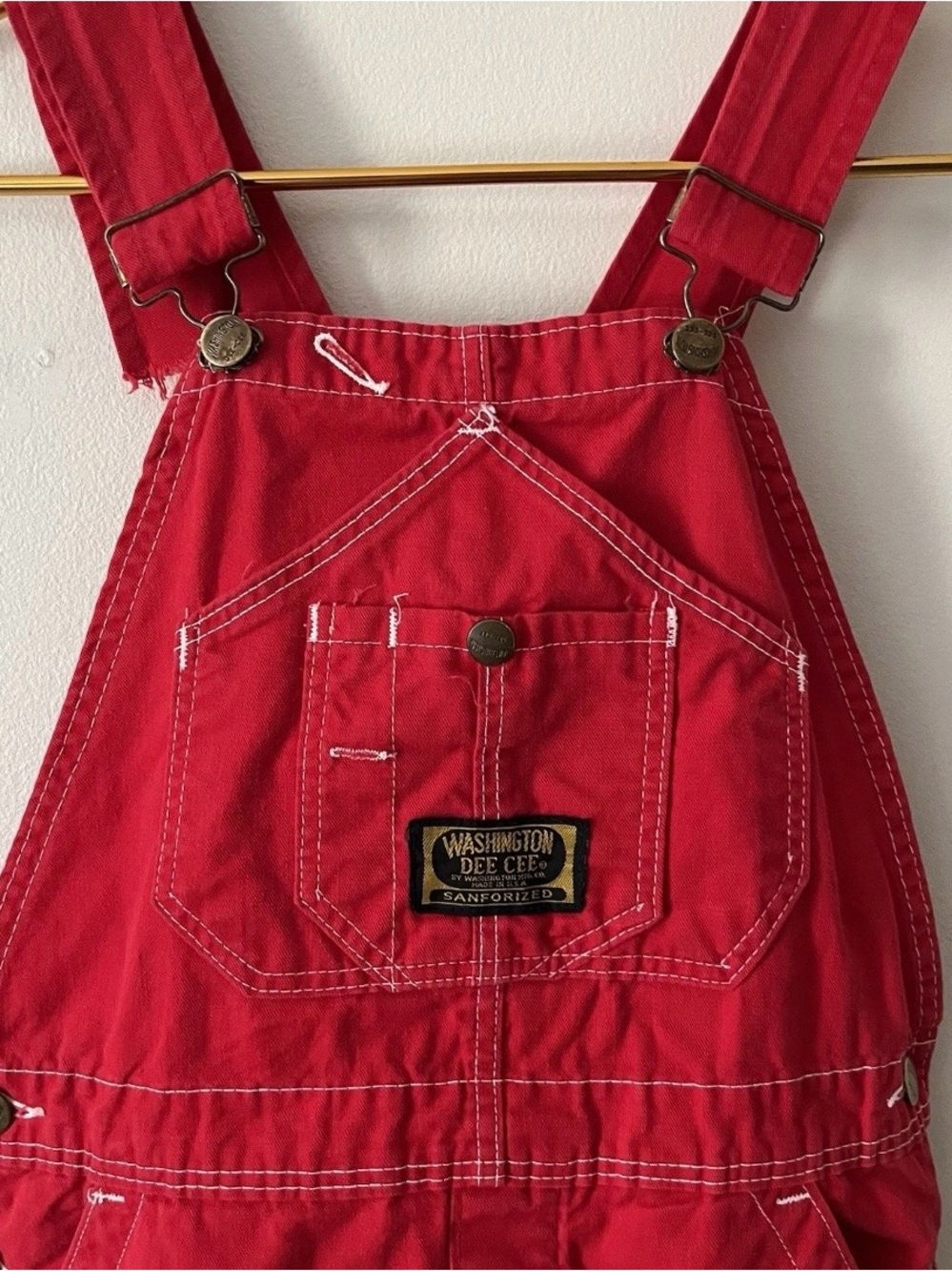 Vintage Washington Dee Cee Bib Overalls Sanforized Red Unisex Workwear USA Med